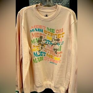 Disney Parks Sweatshirt Meet Me On Main Street Medium  NWOT Disneyland